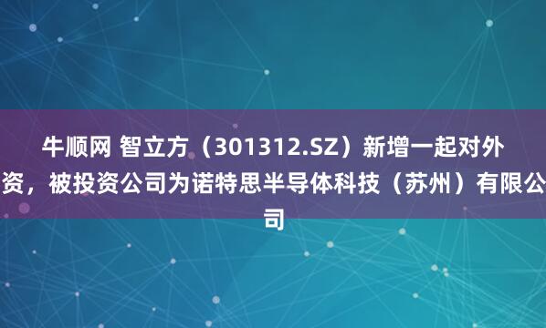 牛顺网 智立方（301312.SZ）新增一起对外投资，被投资公司为诺特思半导体科技（苏州）有限公司