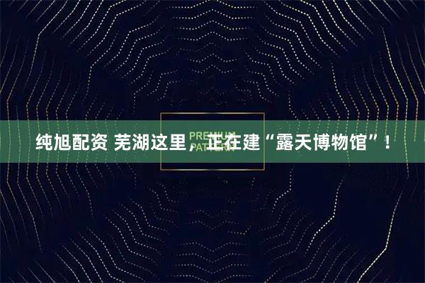 纯旭配资 芜湖这里，正在建“露天博物馆”！